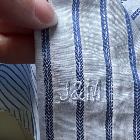 Johnston & Murphy Blue Feather Striped Button Up Shirt Medium Long Sleeve NWT - Picture 7 of 11